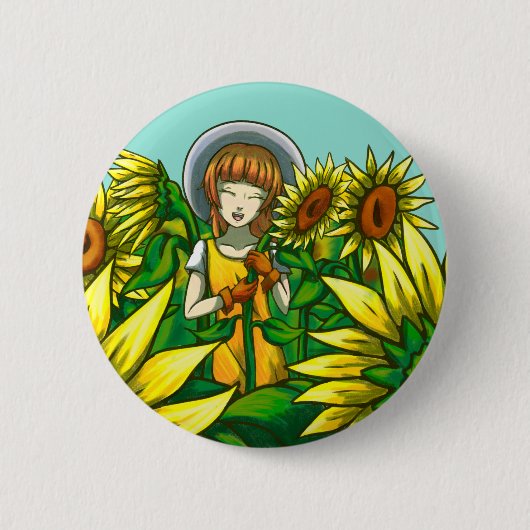 Zonnebloemen Ronde Button 5,7 Cm (Voorkant)