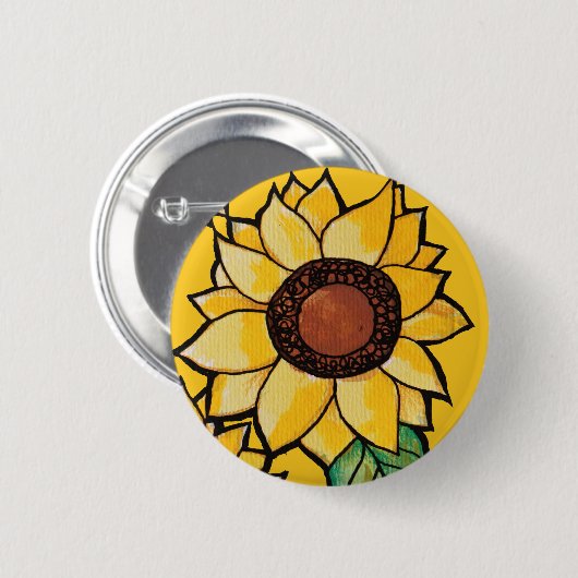 Zonnebloemen Ronde Button 5,7 Cm (Voorkant /achterkant)