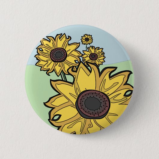 Zonnebloemen Ronde Button 5,7 Cm (Voorkant)