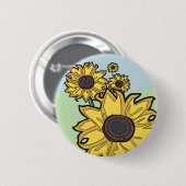 Zonnebloemen Ronde Button 5,7 Cm (Voorkant /achterkant)