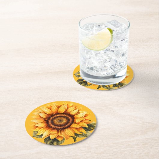 Zonnebloemen Ronde Kartonnen Onderzetter (Insitu)