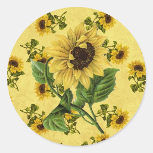  zonnebloemen ronde sticker (Voorkant)