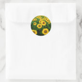 Zonnebloemen Ronde Sticker (Tas)