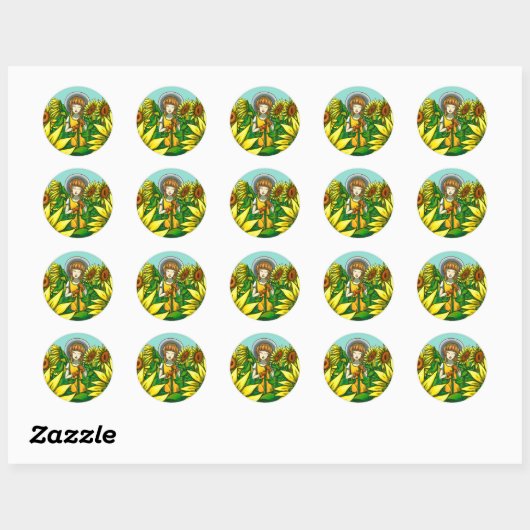Zonnebloemen Ronde Sticker (Vel)