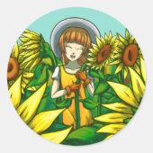Zonnebloemen Ronde Sticker (Voorkant)