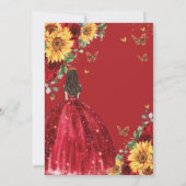 Zonnebloemen Rood Bloemen Jurk Quinceañera Sweet 1 Kaart (Achterkant)