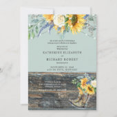 Zonnebloemen Rood Boots Licht Uitnodiging (Voorkant)