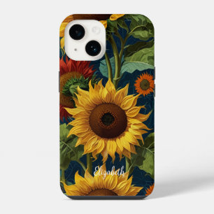 Zonnebloemen Rood Oranje Geel Van Gogh iPhone 14 Hoesje