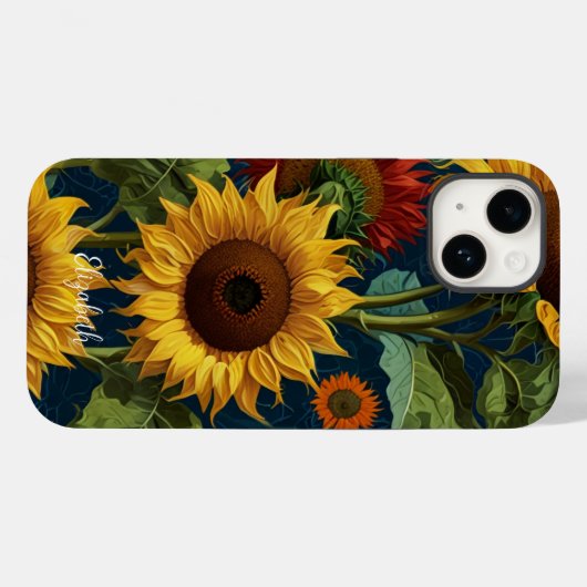 Zonnebloemen Rood Sinaasappel Geel Van Gogh Case-Mate iPhone Case (Achterkant (horizontaal))