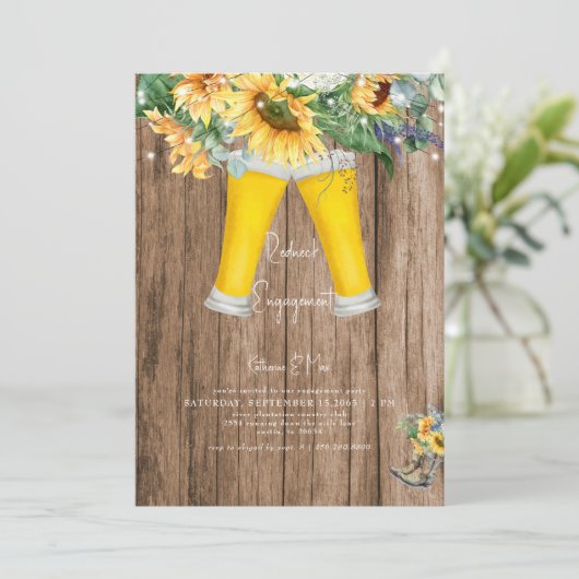 Zonnebloemen Roodnebots Houdt Engagement Party Kaart (Staand voorkant)