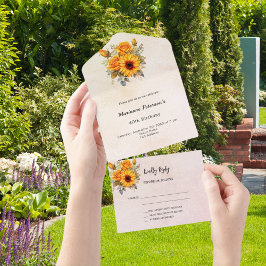 Zonnebloemen roos gouden verjaardag RSVP All In One Uitnodiging