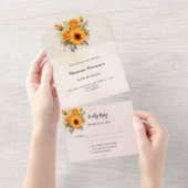 Zonnebloemen roos gouden verjaardag RSVP All In One Uitnodiging (Afscheurbaar)