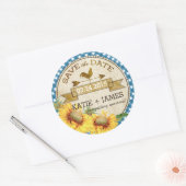 Zonnebloemen Rooster Rustic Save the Date Label (Envelop)
