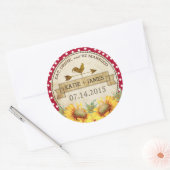 Zonnebloemen Rooster Rustiek Bruiloft Label (Envelop)