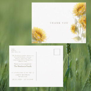 Zonnebloemen Rouw Persoonlijke Dank Je Wel Briefkaart