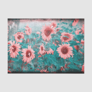 Zonnebloemen Roze Blauwgroen Florence  ontvlechtin Tissuepapier