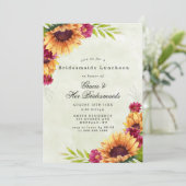 Zonnebloemen Roze Bridesmaids Luncheon Invitations (Staand voorkant)