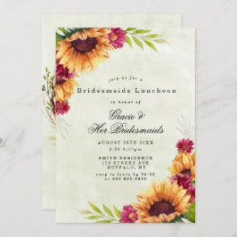Zonnebloemen Roze Bridesmaids Luncheon Invitations