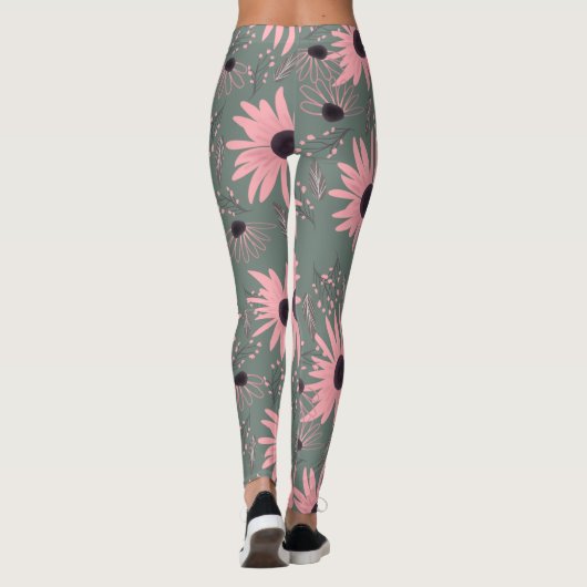 Zonnebloemen Roze hand, gebotteld Leggings (Achterkant)