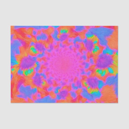 Zonnebloemen Roze Oranje Abstracte Florence Tissuepapier (Voorkant)