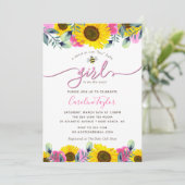 Zonnebloemen Roze Rozen Sweet Bee Meisje Baby show Kaart (Staand voorkant)