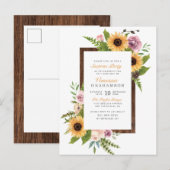 Zonnebloemen Rozen Barn Wood Country Surprise Part Uitnodiging Briefkaart (Voorkant / Achterkant)