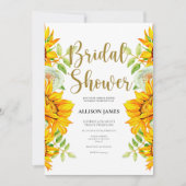 Zonnebloemen Rozen Bridal Shower Invitation Kaart (Voorkant)