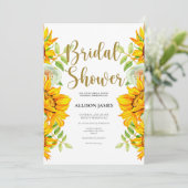 Zonnebloemen Rozen Bridal Shower Invitation Kaart (Staand voorkant)