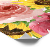 Zonnebloemen, Rozen en Bijen Baby Shower Welkom Poster (Hoek)