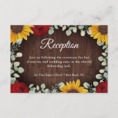 Zonnebloemen Rozen Eucalyptus Hout Trouwreceptie Informatiekaartje (Voorkant)