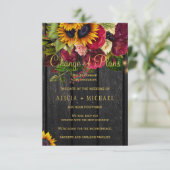 Zonnebloemen rozen FOTO trouwplannen gewijzigd Save The Date (Staand voorkant)