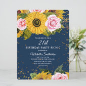 Zonnebloemen Rozen Gold Glitter 21ste verjaardag I Kaart (Staand voorkant)