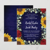 Zonnebloemen Rozen Gold Stippen Blue Weddenschap (Voorkant / Achterkant)