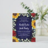 Zonnebloemen Rozen Gold Stippen Blue Weddenschap (Staand voorkant)