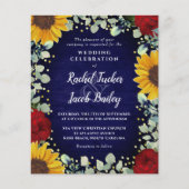 Zonnebloemen Rozen Gold Stippen Blue Weddenschap (Voorkant)