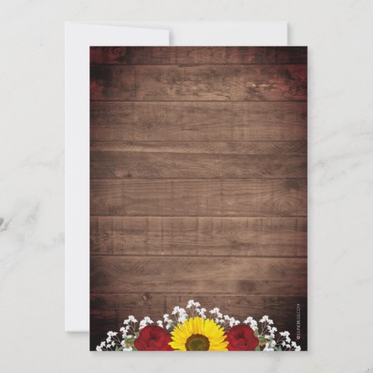 Zonnebloemen Rozen Mason Jar I Do BBQ Verloving Kaart (Achterkant)