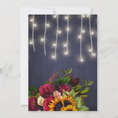 Zonnebloemen rozen rustieke marine bordeaux verlov kaart (Achterkant)