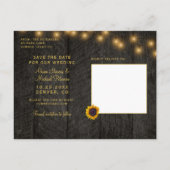 Zonnebloemen rozen schuur hout save the date bruil aankondigingskaart (Achterkant)