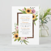 Zonnebloemen, Rozen & Schuur Hout | verrassingsfee Kaart (Staand voorkant)