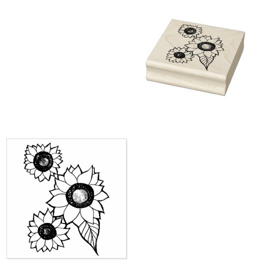 Zonnebloemen Rubberstempel (Gestempeld)