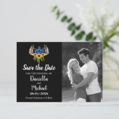 Zonnebloemen Rustic Antlers Floral Wedding Save The Date (Staand voorkant)
