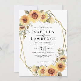 Zonnebloemen Rustic Boho Floral Gold Foil Wedding Kaart
