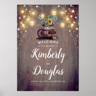 Zonnebloemen Rustic Country Fall Wedding Sign Poster