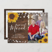 Zonnebloemen Rustic Foto Moving Announding Briefkaart (Voorkant / Achterkant)