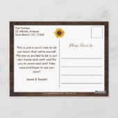 Zonnebloemen Rustic Foto Moving Announding Briefkaart (Achterkant)