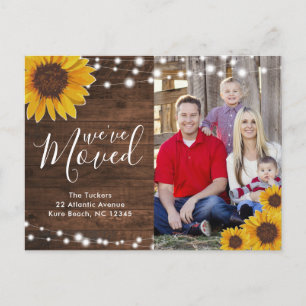 Zonnebloemen Rustic Foto Moving Announding Briefkaart