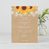 Zonnebloemen Rustic Kraft Wedding Kaart (Staand voorkant)