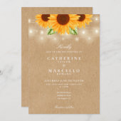 Zonnebloemen Rustic Kraft Wedding Kaart (Voorkant / Achterkant)