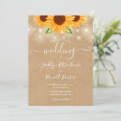 Zonnebloemen Rustic Kraft Wedding Kaart (Staand voorkant)