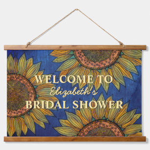 Zonnebloemen Rustic Navy Blue Summer Vrijgezellenf Hangend Wandkleed
